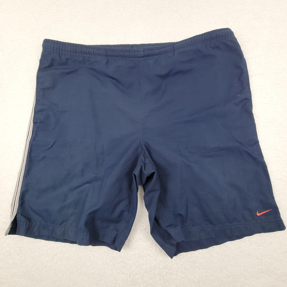 Nike Y2K Athletic Shorts Mens Large Navy Blue Silver Tag Drawstring 6C9B